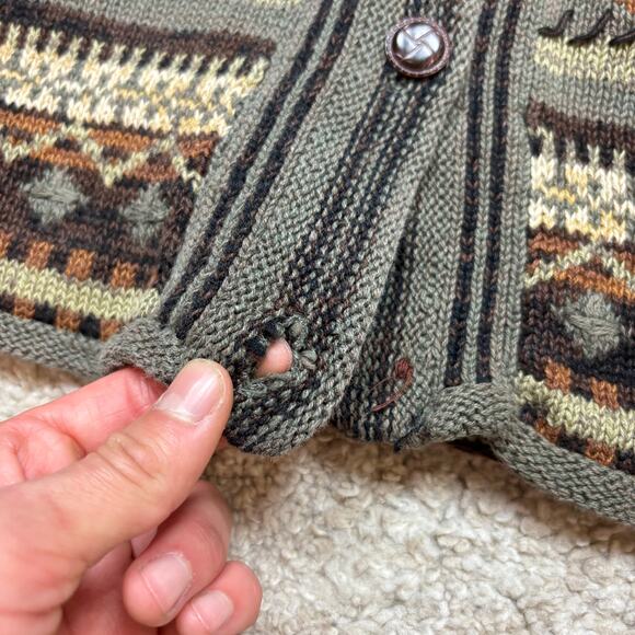 Vintage Ivy Collectibles Hand Embroidered Knit Collar Cardigan Sweater Large - Picture 8 of 11